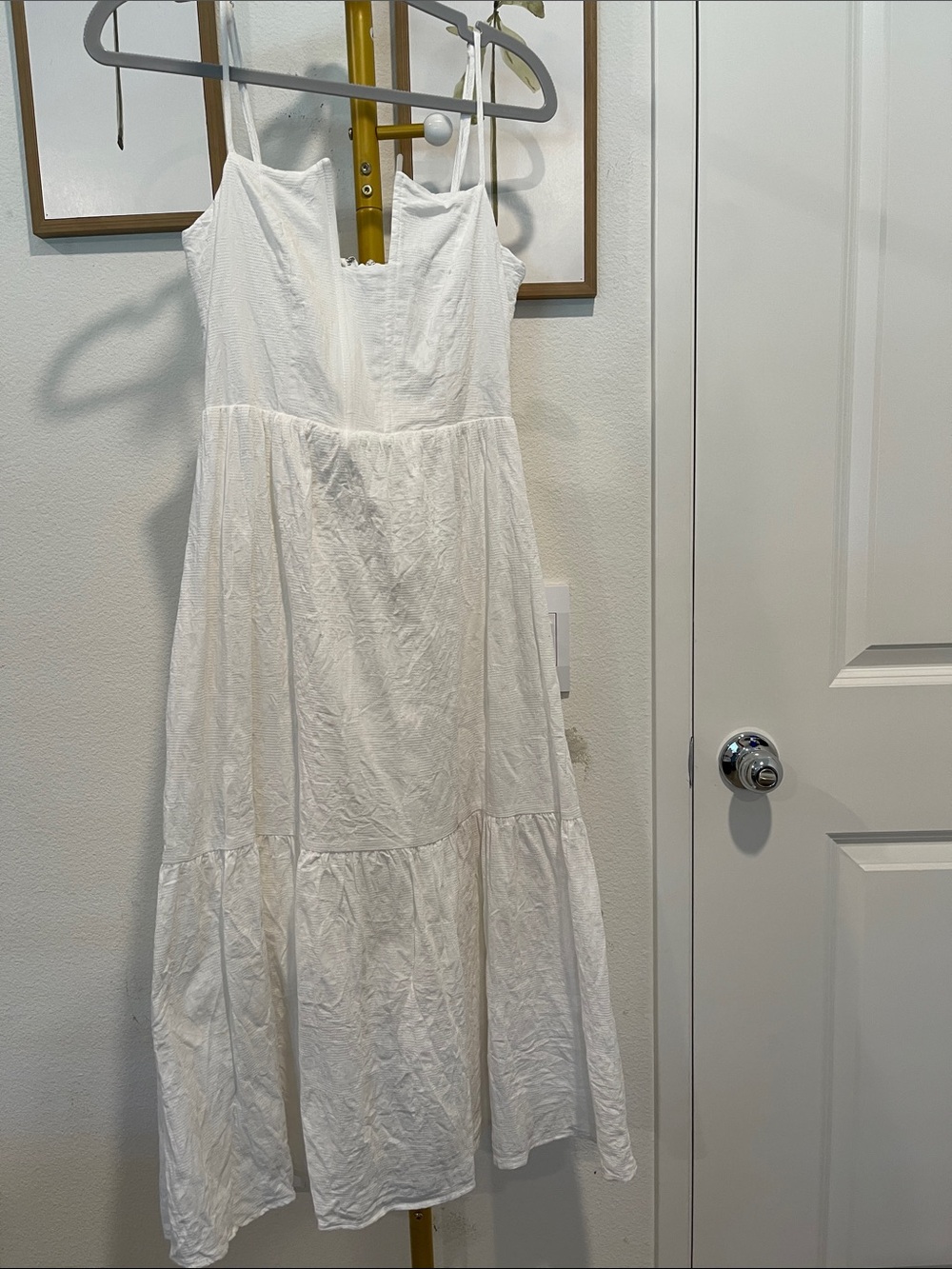 White Spaghetti-Strap Tiered Sundress